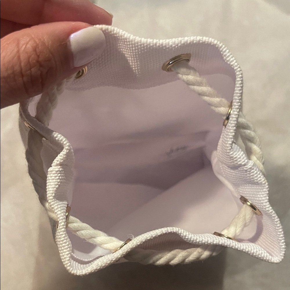 Dior white Canvas Drawstring Pouch with Gold CD Logo and box - Picture 5 of 8